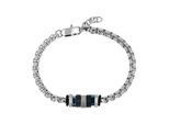 Armband TOM TAILOR, edelstahlfarben, schwarz, blau, Armbänder, Herren, 22cm, Edelstahl Kautschuk, Edelstahl, Kautschuk, Armband