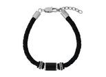 Lederarmband TOM TAILOR, schwarz (edelstahlfarben, schwarz), Armbänder, Herren, 22cm, Edelstahl Kautschuk Leder, Edelstahl, Kautschuk, Leder, Lederarmband