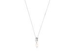 Kette mit Anhänger TOM TAILOR "Knoten-Motiv", silber (silberfarben, weiß), Halsketten, Damen, Perlen Silber 925 (Sterlingsilber), L: 45 B: 1,2mm, Perlen, Silber 925 (Sterlingsilber), mit Süßwasserzuchtperle, B:1,2mm