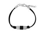 Lederarmband TOM TAILOR, edelstahlfarben, schwarz, Armbänder, Herren, 22cm, Edelstahl Leder, Edelstahl, Leder, Lederarmband