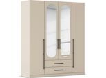 Kleiderschrank OTTO HOME "Schlafzimmer Schrank Garderobe RONDO Breiten 136/181/226/271 cm", beige (champagner), B:181cm H:210cm T:54cm, Holzwerkstoff, Schränke, Kleiderschrank, elegante ovale Spiegelelemente Metallgriffe in Schwarz MADE IN GERMANY