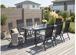 Garten-Essgruppe KONIFERA "Palermo", grau, Sitzmöbel-Sets, klappbar, 7-fach verstellbare Rückenlehne, Tischplatte aus Alulatten