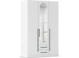 Kleiderschrank OTTO HOME "Schlafzimmer Schrank Garderobe RONDO Breiten 136/181/226/271 cm", alpinweiß, B:136cm H:210cm T:54cm, Holzwerkstoff, Schränke, Kleiderschrank, elegante ovale Spiegelelemente Metallgriffe in Schwarz MADE IN GERMANY