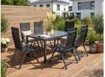 Garten-Essgruppe KONIFERA "Messina", grau, Sitzmöbel-Sets, klappbar, 7-fach verstellbare Rückenlehne, Tischplatte aus Alulatten