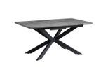 P & B Esstisch, Grau, Metall, Holzwerkstoff, rechteckig, Flachrohr, 90x76x160-200 cm, ausziehbar, Esszimmer, Tische, Esstische, Esstische ausziehbar