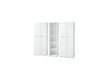 Büro-Set MUENCHEN 3-teilig weiß 240cm breit Glasfront 2 Schrank Abschließbar & Regal
