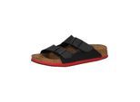 Sandale BIRKENSTOCK "Arizona SL", Damen, Gr. 38, schwarz (schwarz, rot), Obermaterial: 50% Rindsleder Leather cow. 50% Lammleder LEL., Schuhe Sandale