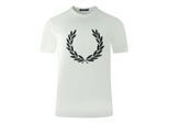 Fred Perry Large Flock Laurel Wreath Logo White T-Shirt