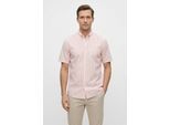 Kurzarmhemd BOSS, Herren, Gr. L, N-Gr, light, pastel pink686, Web, Obermaterial: 72% Baumwolle, 24% Polyamid, 4% Elasthan, unifarben, regular fit normal, Rundhals, abgesteppte Kante, Hemden, Button-down-Kragen Regular Fit, Baumwollmix