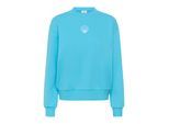 Strickpullover KAFFE "Sweatshirt KAlilje", Damen, Gr. S, blau (aquarius), Obermaterial: 65% Baumwolle CO. 35% Polyester PES., Pullover Strickpullover