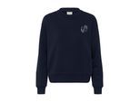 Strickpullover KAFFE "Sweatshirt KAlilje", Damen, Gr. S, blau (midnight marine), Obermaterial: 65% Baumwolle CO. 35% Polyester PES., Pullover Strickpullover