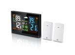 BEARWARE Wetterstation, Funk, Farbdisplay, 2 Außensensoren, Netzteil, Hygrometer, Wecker mit Snooze, DCF-Signal, Innen- & Außentemperatur