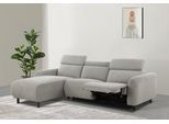 Ecksofa OTTO HOME "SKAANE Struktur, L-Form, 274 cm, manuelle/elektrische Relaxfunktion", grau (hellgrau), B:274cm H:100cm T:181cm, 100% Polyester, Sofas, Ecksofa, rundes Design, Kopfteilverstellung, Federkernpolsterung