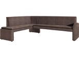 Eckbank EXXPO - SOFA FASHION "Cortado, elegant und modern mit hohem Sitzkomfort", braun (antrazith), B:265cm H:89cm T:264cm, Strukturstoff (88%Polyester, 12% Nylon) mit Absatz Luxuskunstleder;Luxus-Microfaser (Zusammensetzung: 10% Baumwolle, 90% Polyester), Sitzbänke, Eckbank, hohe Bodenfreiheit, schöne Detailverarbeitung