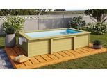 Rechteckpool KARIBU "Triton L 181,5 x B 305 x H 69 cm", braun, B:305cm H:69cm L:181,5cm Ø:342,5cm, Schwimmbecken, Rechteckpool, kesseldruckimprägniert, Made in Germany