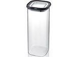 Vorratsdose GEFU "PANTRY", schwarz (schwarz, transparent), B:11cm H:26cm L:11cm, Borosilikatglas, Kunststoff, Lebensmittelaufbewahrungsbehälter, Vorratsdose, edel, elegant und praktisch