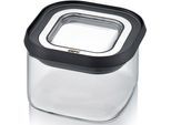 Vorratsdose GEFU "PANTRY", schwarz (schwarz, transparent), B:11cm H:7,5cm L:11cm, Borosilikatglas, Kunststoff, Lebensmittelaufbewahrungsbehälter, Vorratsdose, edel, elegant und praktisch