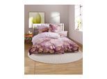 Bettwäsche WÄSCHEPUR Gr. 1, violett, burgund, bedruckt, B/L: 135cm x 200cm, Renforcé, B/L: 80cm x 80cm, 2, Renforcé, 100% Baumwolle, Bettwäsche, Bettwäsche