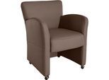 Sessel EXXPO - SOFA FASHION "Cortado, Loungesessel auf Rollen, schmale Armlehnen, bequem", braun (hellbraun), B:66cm H:85cm, Sessel, Sessel, hohe Bodenfreiheit, schöne Detailverarbeitung