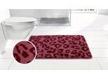 Badematte OTTO HOME "Anna Leo, Badvorleger, Badezimmer Teppich, Duschvorleger", bordeaux, beere, H:15mm, Polyester, Badematten, Badematte, mit Animal Print, modernes Muster, Leo, weich