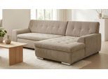 Ecksofa DOMO COLLECTION "TREVISO viele Bezüge, auch in Cord, L-Form, 267x178 cm", braun (schlamm), B:267cm H:83cm T:178cm, 100% Polyester, Sofas, Ecksofa, mit Bettfunktion, inkl. Zierkissen, Unser Dauertiefpreis