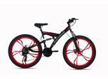 Mountainbike WYLD "WYLD Mountainbike Fully 26'' Topspin schwarz-rot" Gr. 46, schwarz, rot, schwarz, Fahrräder, Herren, 51cm, 26 Zoll (66,04cm) hinten: 26 Zoll (66,04cm)