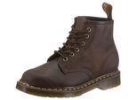 Schnürboots DR. MARTENS "6 Eye Boot 101 CRAZY HORSE", Damen, Gr. 41, braun (dunkelbraun), Leder, Schuhe Schnürboots, Boots, Stiefel mit gepolsterter Sohle