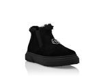 Bootsschuh PHILIPP PLEIN "Stiefel Niedrig Flach", Mädchen, Gr. 34, Normalschaft, 02, schwarz, Schuhe Bootsschuh