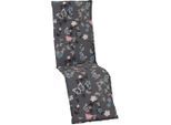 Gardenson Relaxsesselauflage , Grau , Textil , Blume , Füllung: Schaumstoff, Vlies , rechteckig , 50x6x171 cm , formstabil, für den Aussenbereich geeignet, UV-beständig, mittels Bändern zu befestigen, mittels Gurtband zu befestigen , Gartenmöbel, Gartenkissen & Auflagen, Sesselauflagen