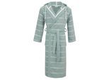 Unisex-Bademantel CARL ROSS "supercombed light" Gr. XL, ocean blau, sanftes weiß, L:130cm, Frottier, Hausmäntel, Unisex-Bademantel, Kapuze