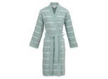 Unisex-Bademantel CARL ROSS "supercombed light" Gr. XS, grün (ocean blau, sanftes weiß), L:110cm, Frottier, Hausmäntel, Unisex-Bademantel, Kimono
