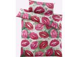 Bettwäsche Gr. 3, erika, magenta, bedruckt, B/L: 155cm x 220cm, Mako-Satin, B/L: 80cm x 80cm, 2, Mako-Satin, 100% Baumwolle, Bettwäsche, Bettwäsche
