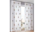 Gardine HEINE HOME Gr. 2, weiß (weiß, beige), B:130cm H:175cm, Polyester, Gardinen, Gardine