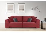 3-Sitzer INOSIGN "BEATRICE, B: 250 cm - wahlweise mit Bettfunktion", rot, B:250cm H:92cm T:107cm, Sofas, 3-Sitzer, u. Bettkasten, incl. 2 Zierkissen
