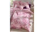 Bettwäsche HEINE HOME Gr. 3, hellrosé, mauve, bedruckt, B/L: 155cm x 220cm, Renforcé, B/L: 80cm x 80cm, 2, Renforcé, 100% Baumwolle, Bettwäsche, Bettwäsche