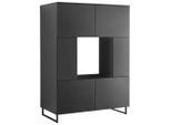 Carryhome Highboard Mosel Weinschrank, Schwarz, Metall, 8 Fächer, 120x200x58 cm, stehend, Wohnzimmer, Kommoden & Sideboards, Highboards