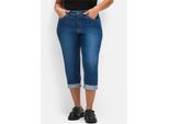 7/8-Jeans SHEEGO, Damen, Gr. 46, Normalgrößen, blau (blau denim), 75% Baumwolle, 24% Polyester, 1% Elasthan, unifarben, 7/8-Länge, Jeans