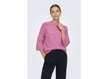 Strickpullover ONLY "ONLSIMONI 3/4 PULLOVER KNT NOOS", Damen, Gr. S, phlox pink detail:melange, Strick, Obermaterial: 74% Polyacryl, 24% Polyester, 2% Elasthan, meliert, regular fit hüftlang, Rundhals, weit, Pullover Strickpullover, Materialmix, regular fit