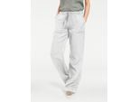 Schlupfhose HEINE, Damen, Gr. 24, Kurzgrößen, weiß, 55% Baumwolle, 45% Leinen, unifarben, lang, Hosen Schlupfhose