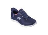 Wanderschuh SKECHERS "Slip-ins", Damen, Gr. 37,5, blau (marineblau), Obermaterial: 100% Textilmaterial TEXMAT., Schuhe Wanderschuh