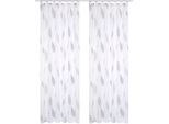 Vorhang HOME WOHNIDEEN "PAOLO" Gr. 2, grau (stein), B:140cm H:175cm, Voile, Polyester, Gardinen, 2er Pack Schlaufenschal PAOLO bedruckt