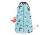 Babyschlafsack SCHLUMMERSACK "Schlafsack ohne Füßen 1.0 Tog" Gr. 90, blau (pirat), Schlafsäcke, Baby, L: 90cm, Obermaterial: 100% Baumwolle CO., L:90cm