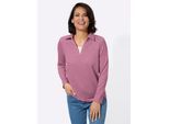 Poloshirt CASUAL LOOKS "Poloshirt", Damen, Gr. 54, malve, meliert, 56% Viskose, 24% Polyester, 18% Polyamid, 2% Elasthan, meliert, Shirts