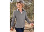 Poloshirt CASUAL LOOKS "Poloshirt", Damen, Gr. 44, anthrazit, meliert, 56% Viskose, 24% Polyester, 18% Polyamid, 2% Elasthan, meliert, Shirts