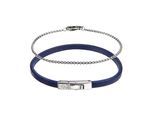 Armband PHILIPP BLANC "PBS03LS", dunkelblau, silber, Armbänder, Herren, 21cm / 20cm, Edelstahl Leder, Edelstahl, Leder, Armband