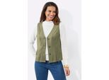 Lederimitatweste CASUAL LOOKS, Damen, Gr. 46, schilf, 90% Polyester, 10% Elasthan, unifarben, Westen