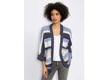 Strickjacke HEINE, Damen, Gr. 40/42, blau (marine, ecru, geringelt), 52% Polyacryl, 24% Polyamid, 20% Polyester, 3% Wolle, 1% Elasthan, gemustert, gestreift, mehrfarbig, Strickjacken Strickjacke