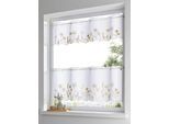 Querbehang HEINE HOME Gr. 1, weiß (weiß, beige), B:90cm H:30cm, Polyester, Gardinen