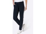 Jerseyhose CLASSIC BASICS, Damen, Gr. 24, Kurzgrößen, marine, 60% Baumwolle, 40% Polyester, gemustert, mehrfarbig, Hosen Jerseyhose