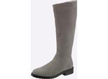 Stiefel HEINE, Damen, Gr. 40, grau, Leder, Rindsleder, Veloursleder, Schuhe Stiefel